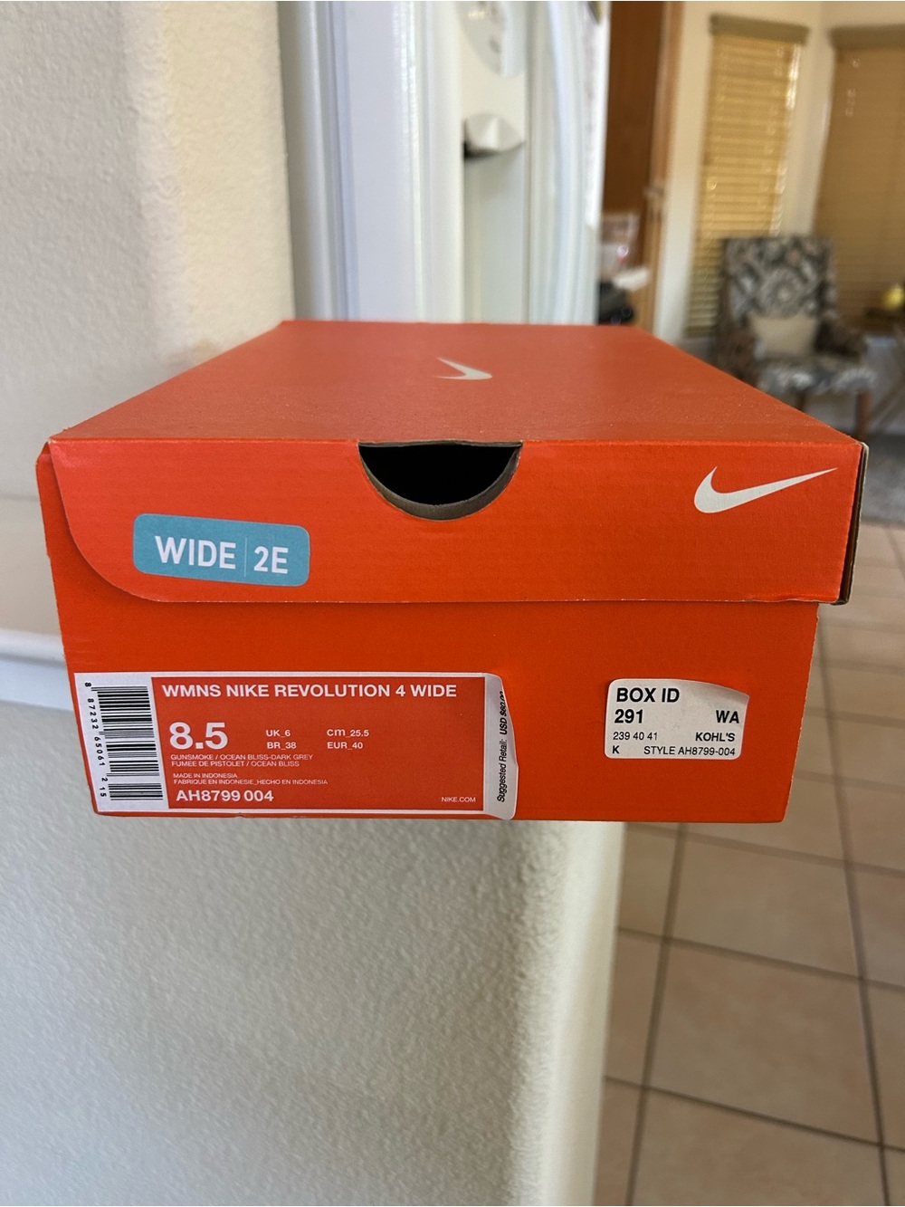 Nike Revolution 4 Women’s Gray Athletic Shoes with Light Blue Swoosh - Picture 2 of 2
